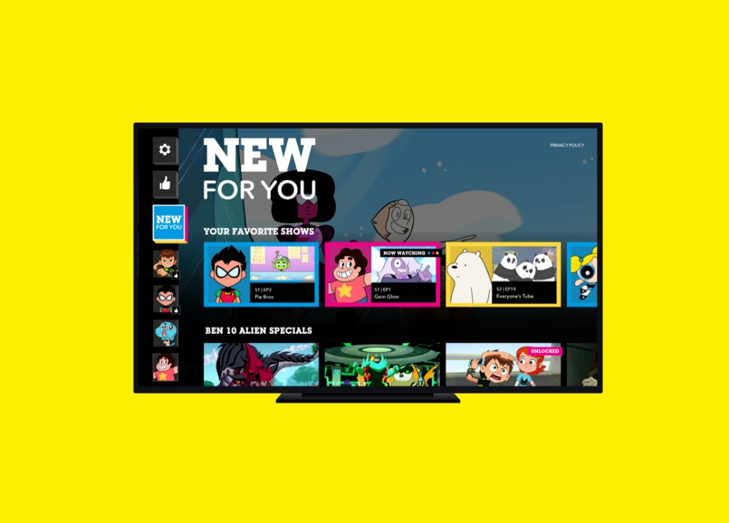 Cartoon Network New For You — personalized recommendations feed.