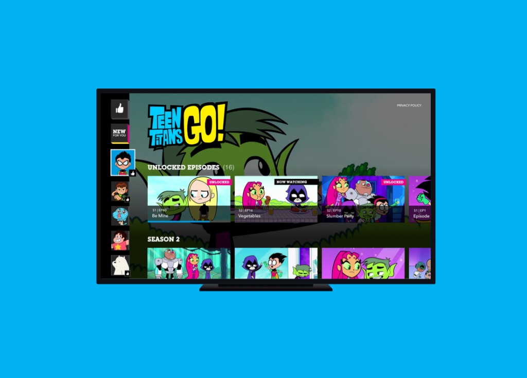 Cartoon Network show page — series details and episode browsing.